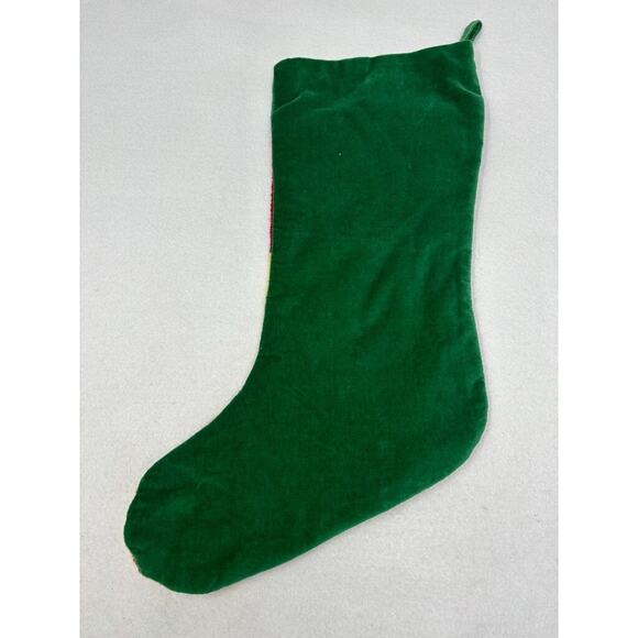 Vtg Needlepoint Christmas Stocking Teddy Bear Wool Velvet Lillian Vernon "SHELBY - Picture 4 of 5